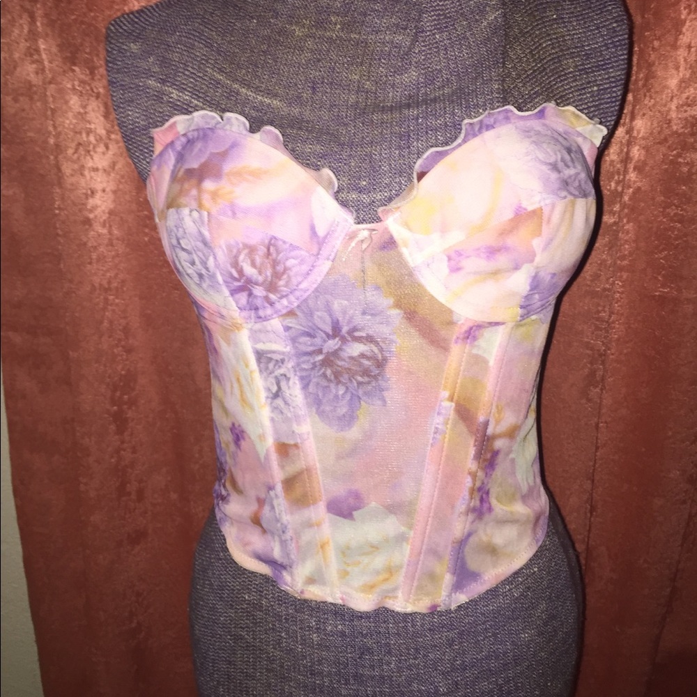90s floral pink and purple corset size 34b